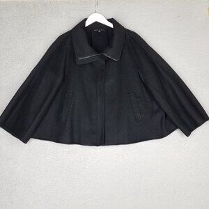 Lafayette 148 Wool Cashmere Jacket Coat Women's 16 Short Flare Oversized Black